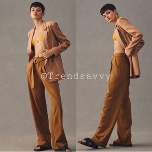 Anthropologie Avec Les Filles Amber Belted Wide Leg Trousers Pants Size 14 NWT